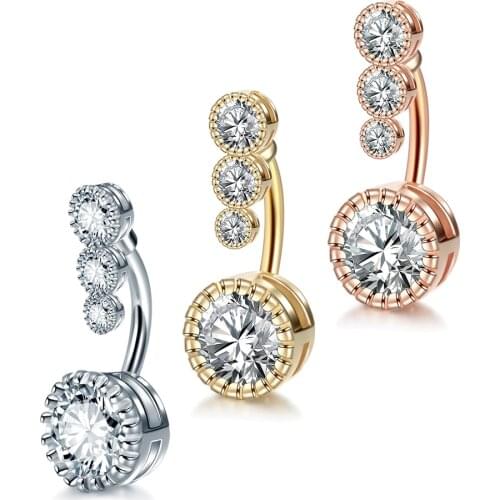 1Pc Surgical Steel Belly Button Rings Navel Piercing Ombligo Ball Nombril Crystal Navel Bars Piercing Belly Rings Body Jewelry