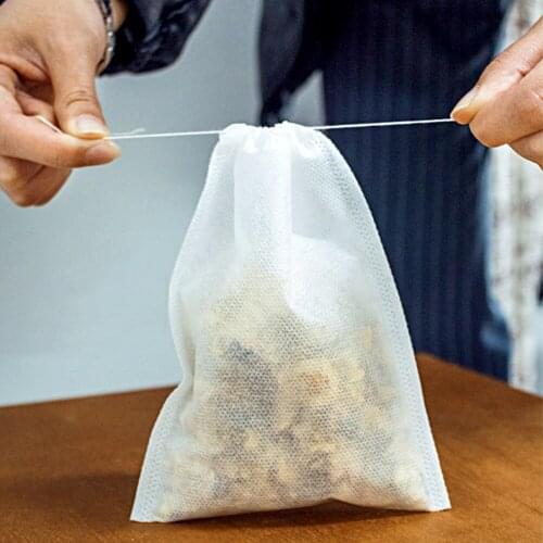 100 Pack Teabags Empty Tea Filter Bags Biodegradable For Loose Leaf Tea Spice Non-woven Fabric Tea Bag With String