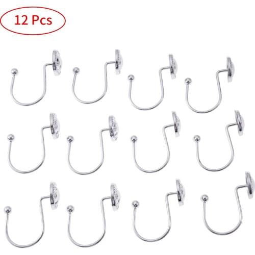 12Pc Shower Rod Hangers Metal Shower Curtain Hooks Vintage Oil Rubbed Beaded Circle Bath Rail Curtain Buckles Bathroom Accessory