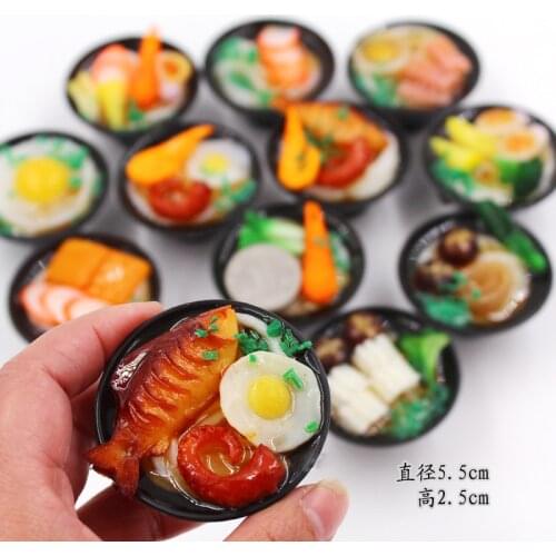 2PCS New 1/6 Miniature Simulation Seafood Noodles food Play Doll House Kitchen Toys for Barbi Blyth BJD Doll