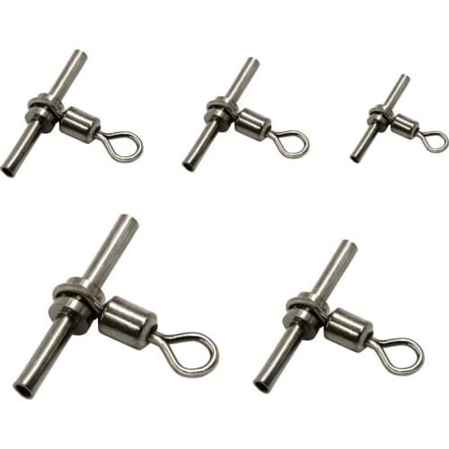 20pcs 3 way Fishing Rolling Swivels Copper Head Tube Cross-line Fishing Swivel Hook Connectors Pesca Fishing Tackle Accessories