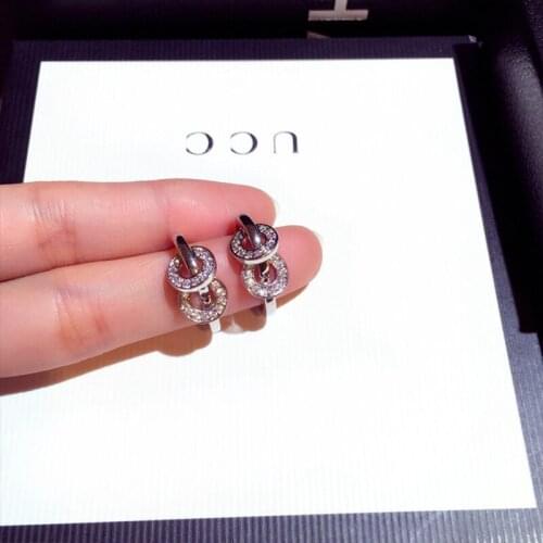 2021 New Fashion Stud Earrings 925 Sterling Silver for women Small Round Geometric Bling Earrings Ear Cuff Charm Jewelry Gift