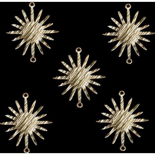 26.6 * 22.3mm Brass Double Hanging Brushed Sun Flower Small Sun Pendant Pendant DIY Bracelet Necklace Accessories