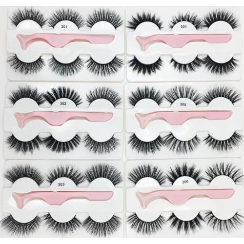 3Pairs Fake Eyelashes Natural Cils Thick False Eyelashes Cross Eye Lashes Makeup Tools Reusable Eyelash Curler maquillaje