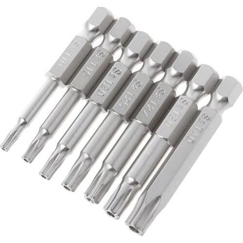 7Pcs Star Drill Bits Screwdriver Magnetic 1/4" Hex Shank Hand Tools Five-pointed Star Bore T10-T40 W729