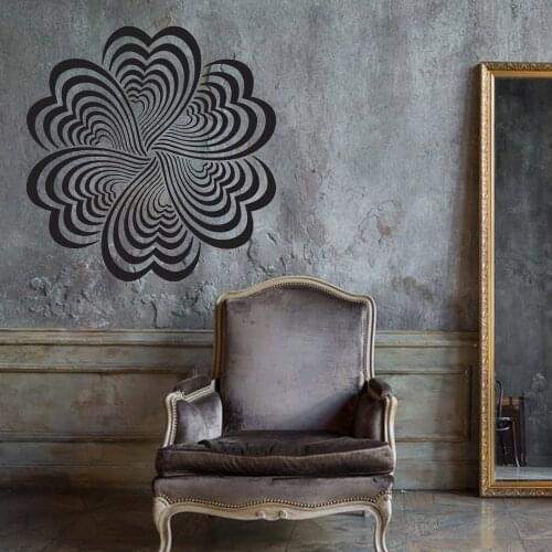 Abstract Vinyl Decal Drawing Elements Optical Illusion Unique Wall Decor Stickers Living Room Background Removable Modern A531