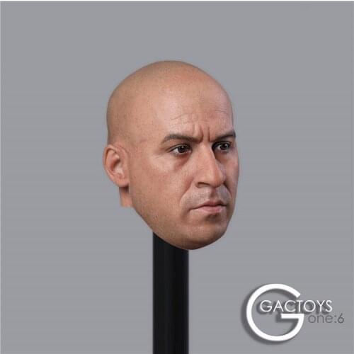 1/6 Scale Male Figure Accessory GC030 European American Tough Guy Superstar Vin Diesel Head Sculpt Carving Model for 12'' Body