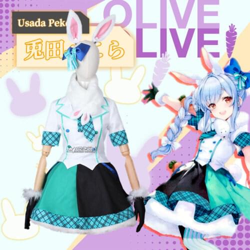 Anime! YouTuber Hololive Vtuber VTB Usada Pekora Bunny Girl Lovely Uniform Cosplay Costume Halloween Party Outfit For Women NEW