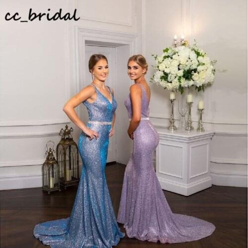 Shining Sequined Long Prom Dresses 2021 Elegant Zipper Back Mermaid Dress Woman Party Night Plus Size vestidos de gala