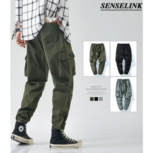 2021 Men Army Green Casual Cargo Pants Big Size Loose Tactical Men Pants Military Jogger Trousers Elastic Belt Men Cargo Pants