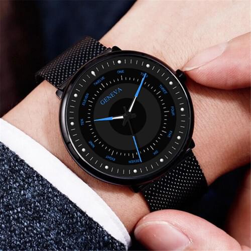 2020 latest fashion sports quartz clock mens watch top brand luxury business watch mens creative luminous alloy mesh bandwatch