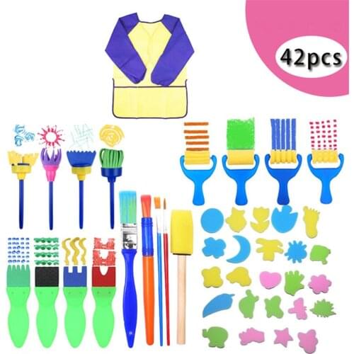 DIY Sponge Paint Roller Brush Kids Drawing Toys Childrens Sponge Brush Painting Stamp Educational Paint Toy Art Training