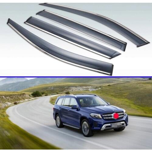 For Mercedes-Benz GLS clase GLS X166 2016 2017 2018 2019 Plastic Exterior Visor Vent Shades Window Sun Rain Guard Deflector 4pcs