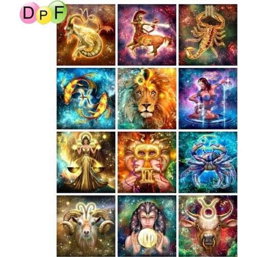 DPF Diy Diamond Painting Cross Stitch Embroidery Mosaic "Twelve Constellation" Full Square/Round Drill Home Decor wall Painting