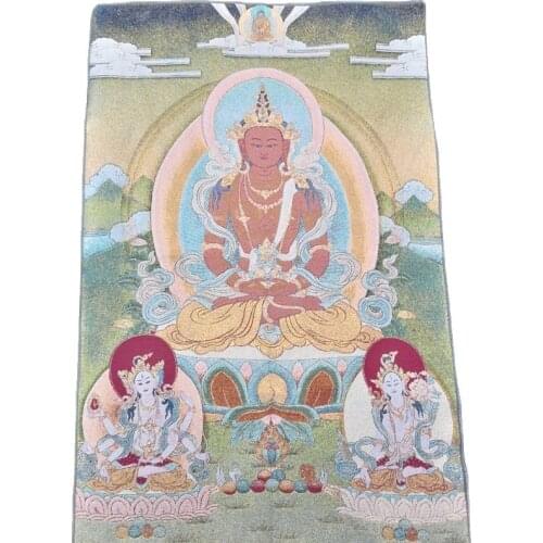 China old Tibet silk Thangka like hanging painting fengshui Tibetan Measureless life Buddha