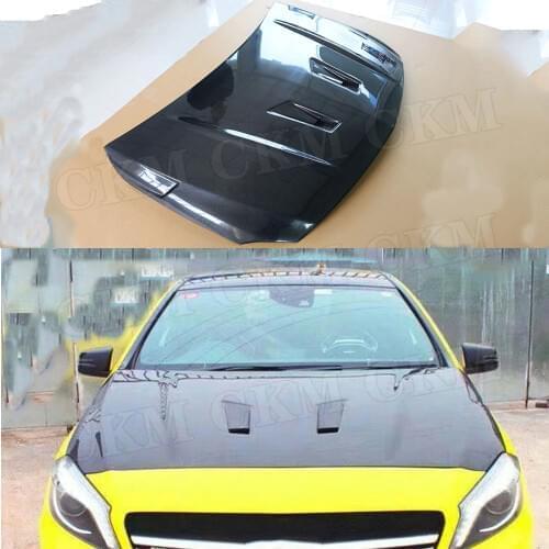 A Class Front Bumper Engine Hood Air Vent Cover Trims for Mercedes Benz W176 A45 2013-2019 Carbon Fiber Bonnet Cap