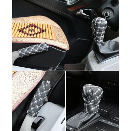 Two-Piece Red Wine Gear Set For Automobile Automobile Handbrake Gear Set 2-Piece Manual Gear Handle Cover Automobile Interior