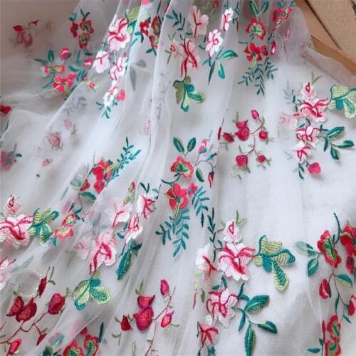 Wide 145CM Floral Tulle Lace Fabric Embroidery African Lace Fabric Mesh Lace For Dress Curtain Accessories 1 Yard