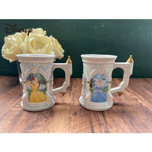 Disney princess belle mug cartoon children gift castle ceramic mug large volume water cup milk cup