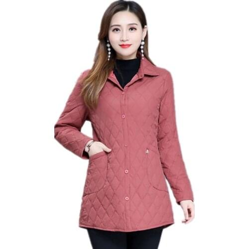 Mother Wear Autumn Winter Coat The New Fashion Mid-length and Thin Middle-aged Elderly Womens Oversized Down Padded Jacket A128