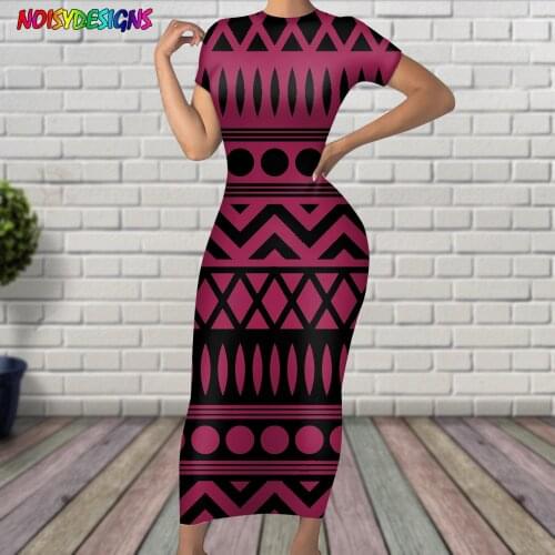 NOISYDESIGNS Summer Sexy Woman Polynesian Tribal Prints Dress Vintage Midi Dresses Streetwear Clothes For Womans Clothing 2021