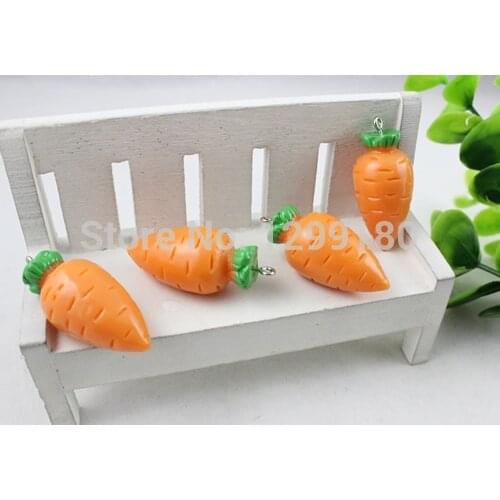 Fashion Cute Resin Carrot Fruit Pendants Charm For DIY Earrings Necklace Keyrings Making Accessories Approx 34x18mm K00401