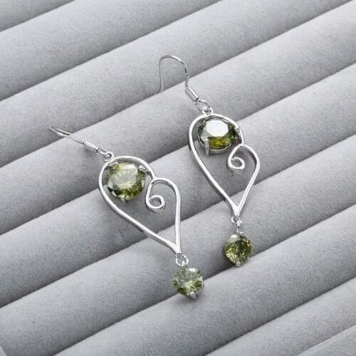 Fashion Jewelry Oval Cut Olive Zircon Earrings for Wedding Engagement Set