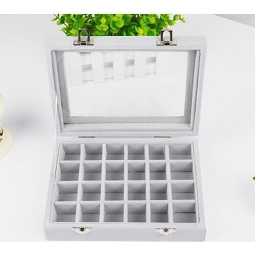 24 Grids Hot Sales Fashion Portable Velvet Jewelry Ring Jewelry Display Organizer Tray Storage Container Organizer Showcase
