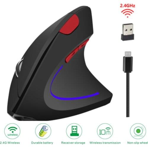 Rechargeable Vertical Wireless Mouse Ergonomic Gaming Mause Kit 2.4G Optical 2400 DPI 6 Button Mice For PC Computer Laptop Gamer