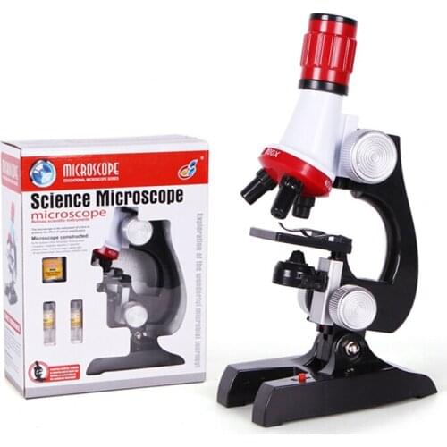 Microscope Kit Lab LED 100X-400X-1200X Home School Science Educational Toy Gift Refined Biological Microscope with 12 specimen