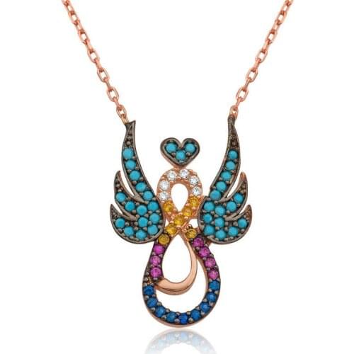 Real Silver 925 Jewelry Silver Winged Infinite Love Necklace