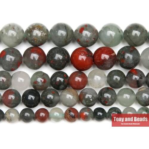 Natural African Bloodstone Round Gem Beads 15" Strand 4 6 8 10 12MM Pick Size For Jewelry Making No.AB15