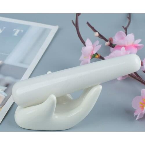 120mm Natural White Jade Yoni Wand Crystal Pleasure Stick Massage Gua Sha Tool Acupoint Pen Relax Body Health Care Jade Massager