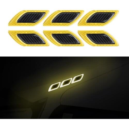 NHAUTP 6Pcs/Set 3D Carbon Fiber Car Reflective Sticker Strips Truck Motorcycle Auto Anti-Scratch Safety Warning Tape