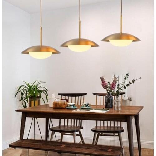 Nordic Modern Creative Art industrial Style Restaurant Bar Round Copper Glass Chandelier Lamps