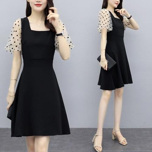 Summer new plus size vestidos de festa womens fashion puff sleeve dress Pastel midi dress Clothes for Women