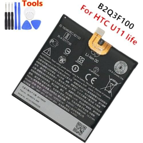 Original Battery 2600mAh B2Q3F100 For HTC HTC U11 life batteries + Free Tools