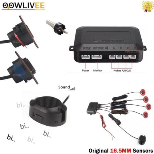 OOWLIVEE Parking Sensor Car Parktronic 4 Black/silver/white 16.5mm Flat Sensors Adjustable Speaker Radars Alarm Parking Assist