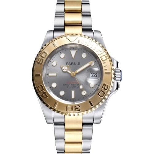 Parnis Business Seriers Luminous Mens Sapphire Glass Steel Band Classic Retro Sport Automatic Mechanical Self-wind Wristwatch