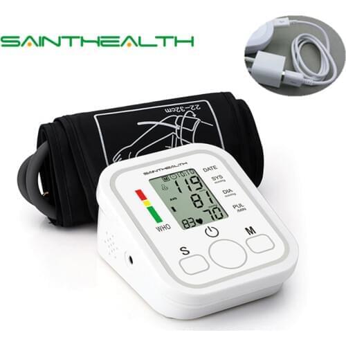 Upper Arm Blood Pressure Monitor Portable tonometer health care bp Digital Blood Pressure Monitor meters sphygmomanometer