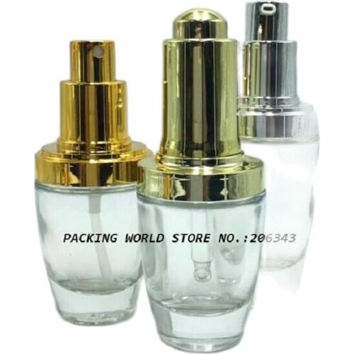 20ML transparent glass bottle for serum/lotion/foundation/emulsion/dropper containing bottle sprayer cosmetic packing