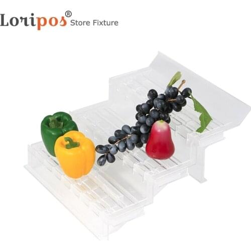 Transparent Ladder Display Stand Shelf Divider Frame Three-layer Merchandise Display Rack Fruit Vegetable Tray Shelf Filler Mat
