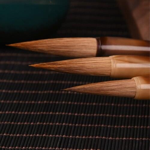 Chinese Calligraphy Pen 3pcs/set Weasel Hair Chinese Painting Calligraphy Brushes Huzhou Multiple Hair Brush PenTinta China