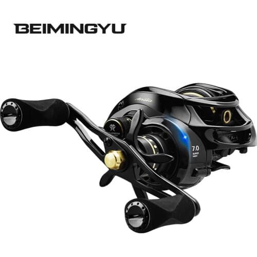 BEIMINGYU Fishing Reel Dual Brake System Baitcasting Reel 7.0:1 High Gear Ratio 5+1 BBs Aluminum Spool Fishing Accessories