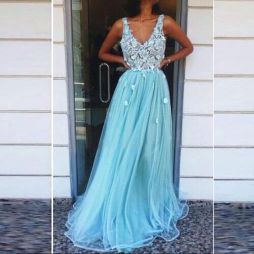 Sexy A Line Prom Dresses Long 2020 Abendkleider Party Evening Gowns Cocktailkleid Lace Applique Sweet 15 Dresses Formal