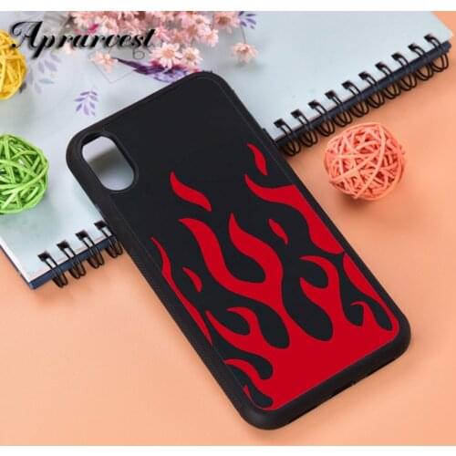 Aprarvest Red And Black Flame Silicone Rubber Phone Case Cover For iPhone 6 6S 7 8 PLUS X XS XR 11 12 MINI PRO MAX