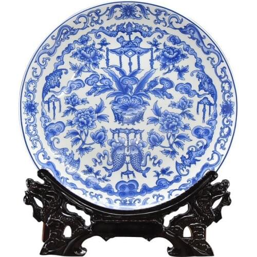 Blue and white porcelain wedding gift plates home decoration crafts