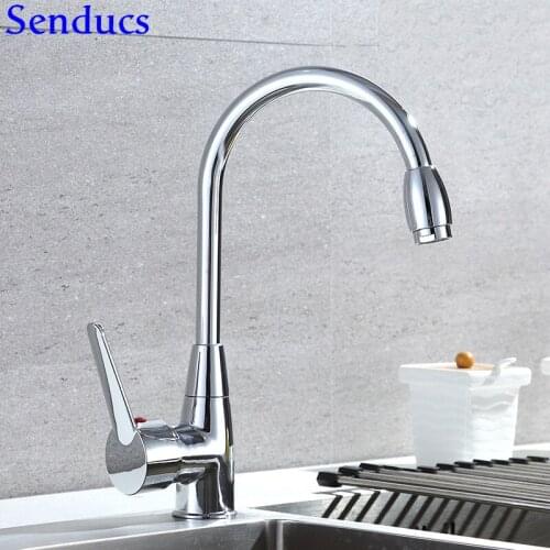 Senducs Newly Kitchen Faucet Cheap Price Brass Kitchen Sink Faucet Qualtiy Zinc Alloy Ktichen Mixer Tap Chrome Bathroom Faucet