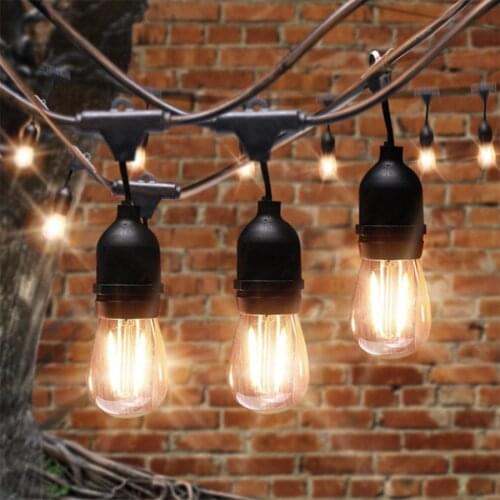 Thrisdar Commercial Grade LED String Lights With S14 2W LED Bulbs EU Connectable Wedding Holiday Christmas Fairy Light Garland