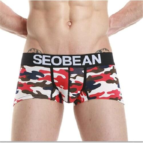 3pcs/lot New Camouflage mens boxer underwear sexy low-waist boxer cotton 100% antibiotic U convex design boxer 3 colors